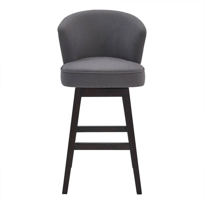 Contemporary Gray Fabric Swivel Counter Stool with Espresso Wood Base