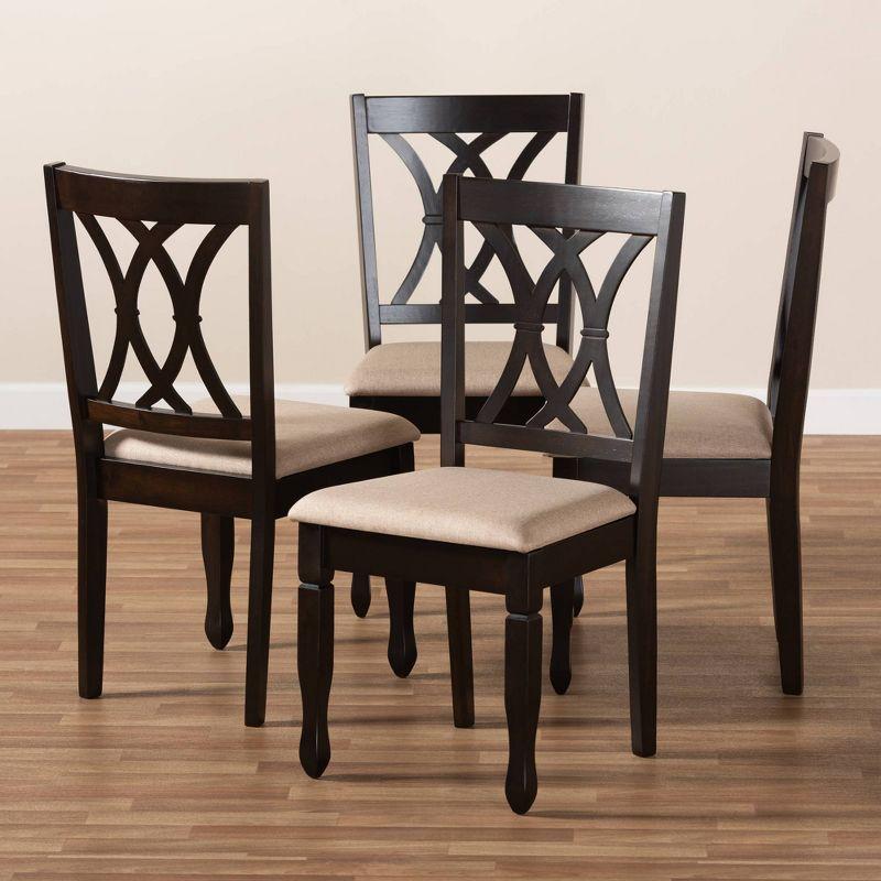 Reneau Sand and Brown Wood Cane Dining Chair Set