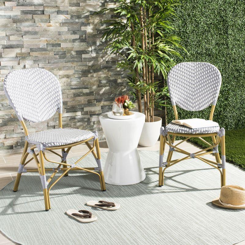 Lisbeth Side Chair (Set Of 2) - Indoor/Outdoor - PAT4010 - Gray/White - Safavieh