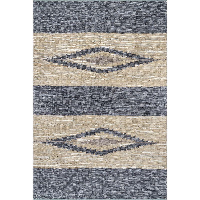 Nuloom Farren Hand Woven Diamond Leather Indoor Area Rug, 6' x 9'