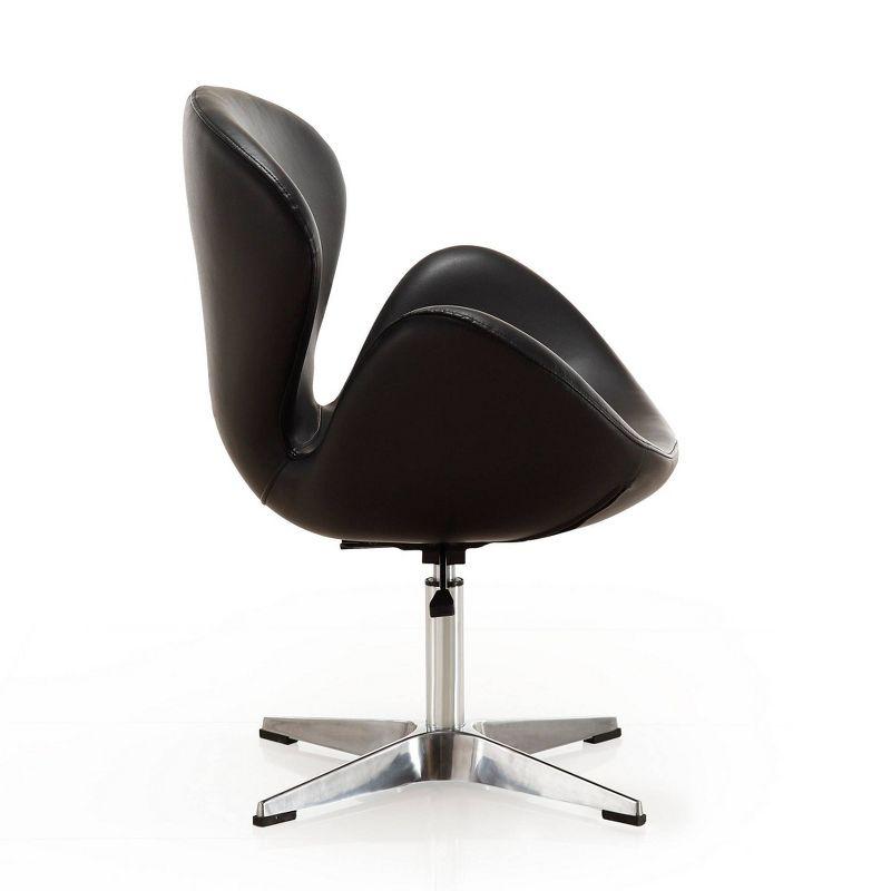 Set of 2 Raspberry Faux Leather Adjustable Swivel Chairs Black - Manhattan Comfort: Retro Chic, Steel Cross Legs