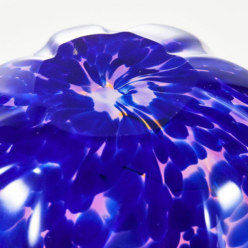 Luxury Lane Hand Blown Multicolor Confetti Art Glass Bubble Bud Flower Vase Cobalt Blue 6"H