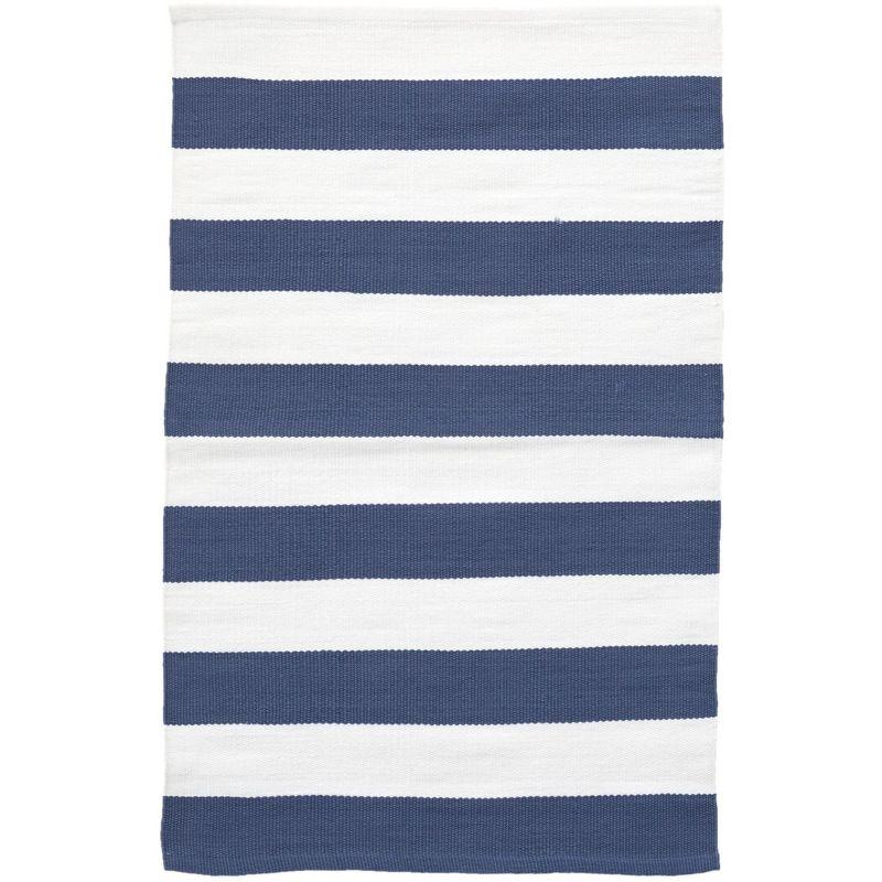 Catamaran Stripe Denim/White Handwoven Indoor/Outdoor Rug