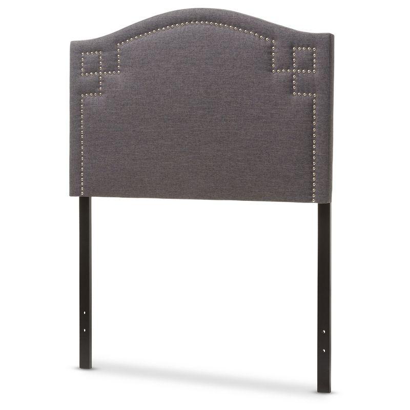 Twin Aubrey Modern And Contemporary Fabric Upholstered Headboard Dark Gray - Baxton Studio: Nailhead Detail, Rubberwood Frame