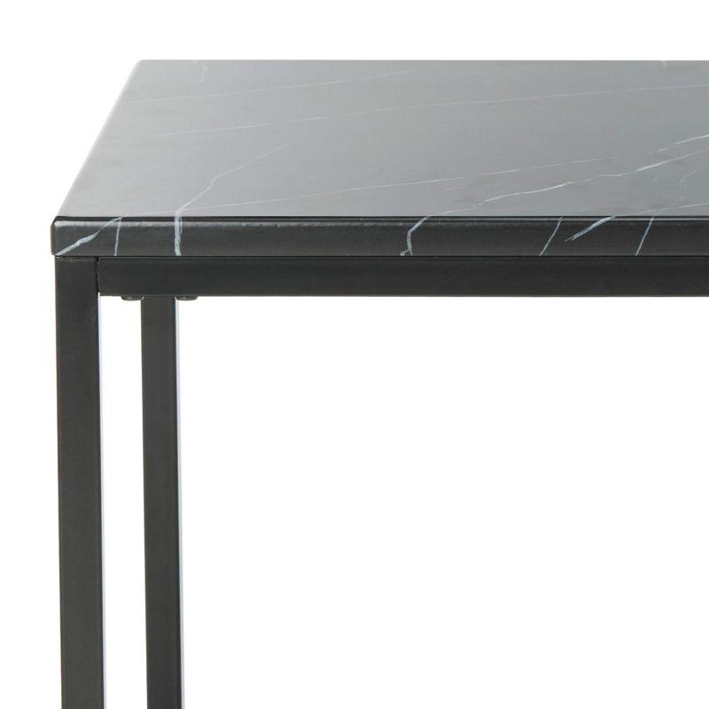 Baize Black Marble and Metal Square End Table