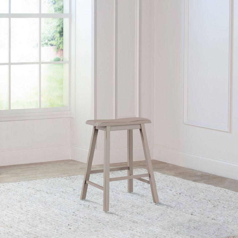 Distressed Gray Wood Backless Saddle Counter Stool