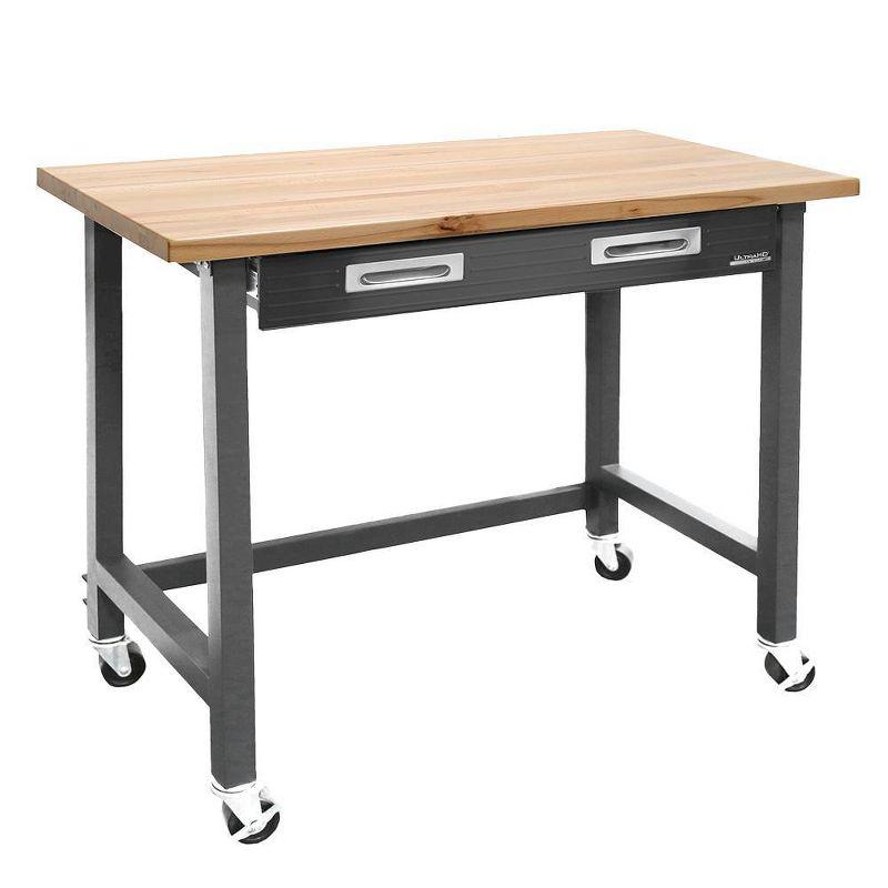 48" W Wood Top Workbench with Wheels