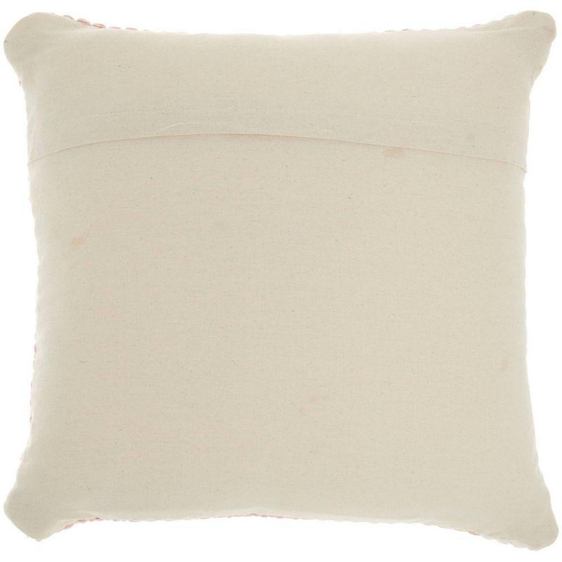 Blush Pink Ivory Woven Diamonds 20" Square Cotton Throw Pillow