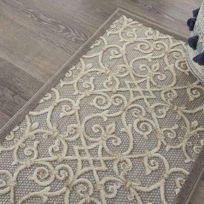 Nourison Aloha Contemporary Scroll Flatweave High-Low Indoor Outdoor Area Rug Natural 2'8" x 4'