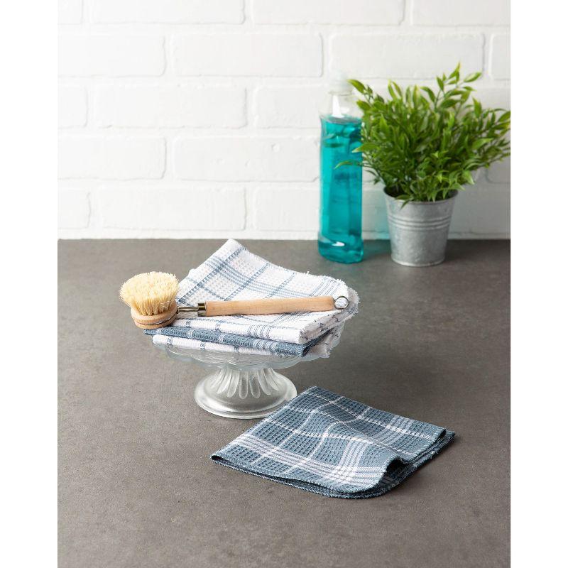 Design Imports Waffle Weave Cotton Plaid Waffle Dish Cloth Kitchen Towel (Set of 12)