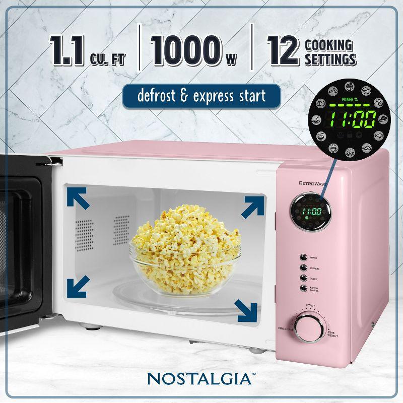 Nostalgia Retro Countertop Microwave 1.1 Cu Ft & 1000 Watt NRMO11PK6A