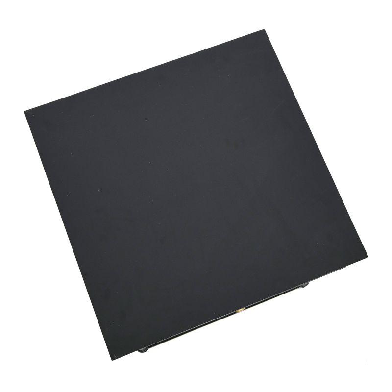 Storied Home Maxwelton End Table Black: Elegant Square Nightstand with Storage Drawer & Cane Shelf