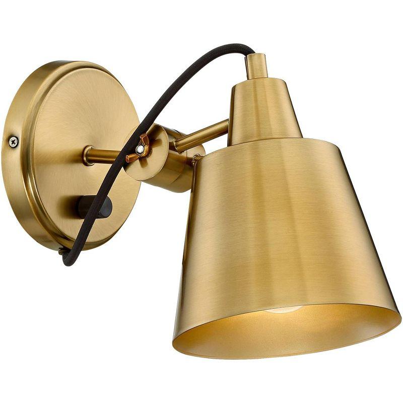 Possini Euro Design Capetown Modern Wall Light Sconce Warm Brass Hardwire 5 3/4" Fixture Up Down Swivel for Bedroom Reading Living Room Hallway House