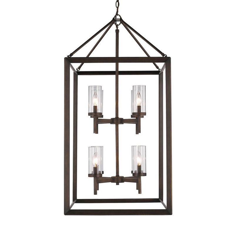 Golden Lighting Smyth 8-Light Pendant in Gunmetal Bronze with Clear Glass