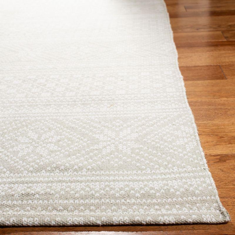 Silver Ivory Floral Handwoven Cotton Area Rug 3' x 5'