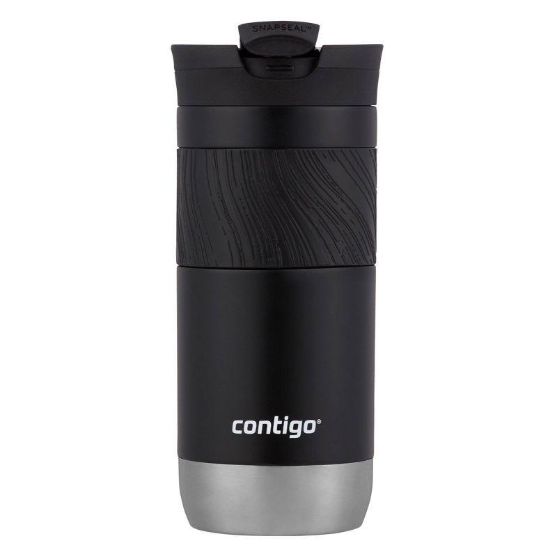 Contigo Byron 2.0 16oz Stainless Steel Travel Mug with SNAPSEAL Lid and Grip Licorice: Insulated Coffee Cup for Travel