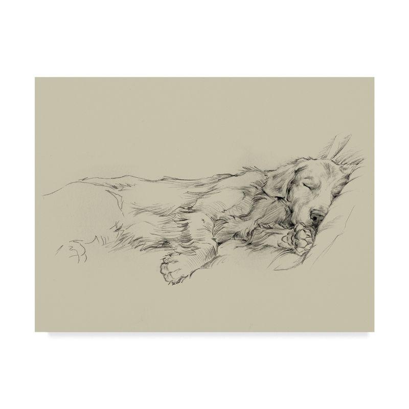 Dog Days III Beige and Gray Canvas Art Print