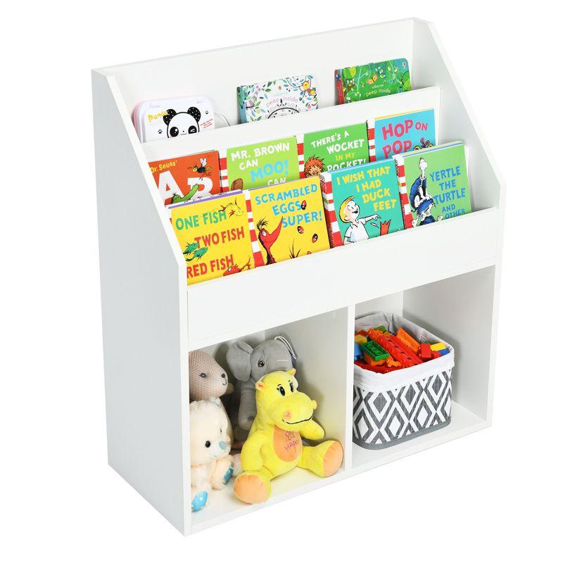 Tangkula Kids Wooden Bookshelf Bookcase Display Rack Toy Storage Cabinet Organizer Holder for Kids Room&Nursery