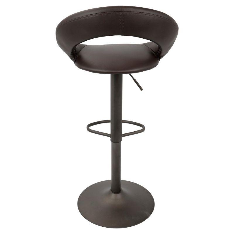 Set of 2 Brown Faux Leather Adjustable Swivel Bar Stools