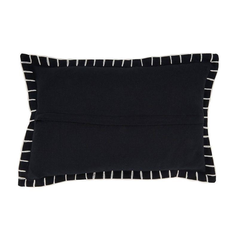 12"x20" Oversize Minimalist Chic Chunky Whip Stitch Poly Filled Lumbar Throw Pillow Black - Saro Lifestyle