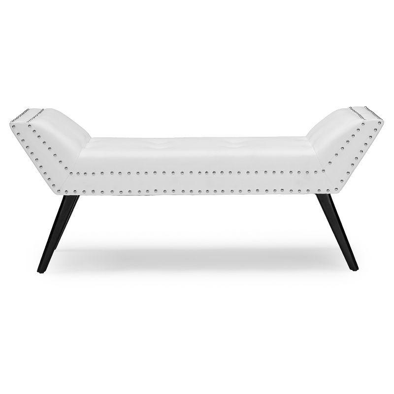 Tamblin Modern And Contemporary Faux Leather Upholstered Large Ottoman Seating Bench - White - Baxton Studio