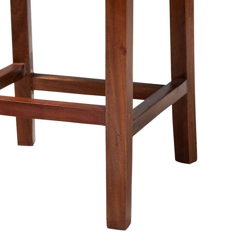 Racquel Natural Rattan and Mahogany Wood Counter Height Barstool Walnut Brown - bali & pari