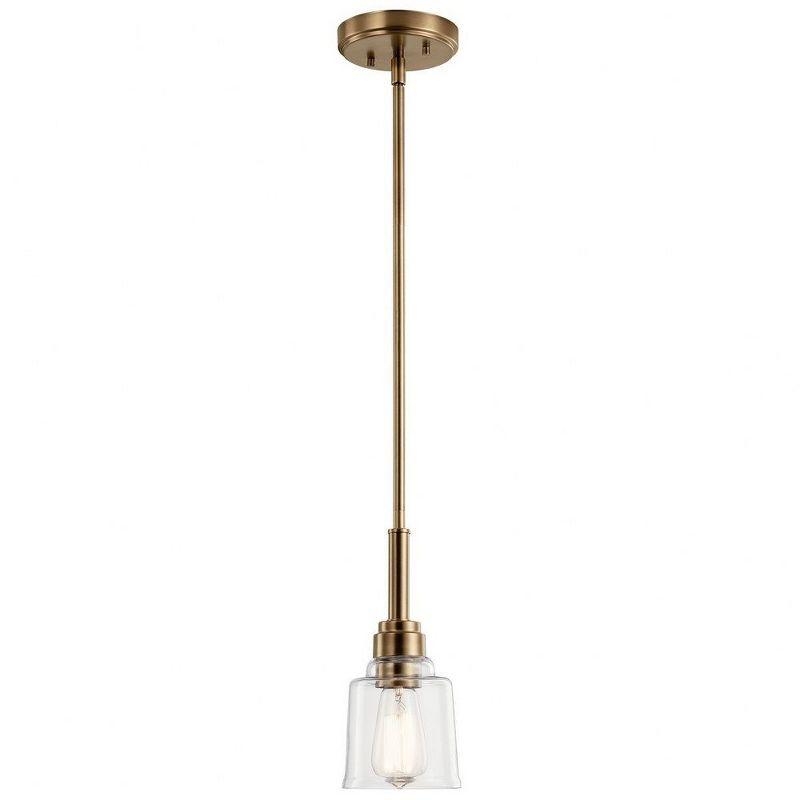 Aivian 5" Mini Pendant Light in Weathered Brass with Clear Glass
