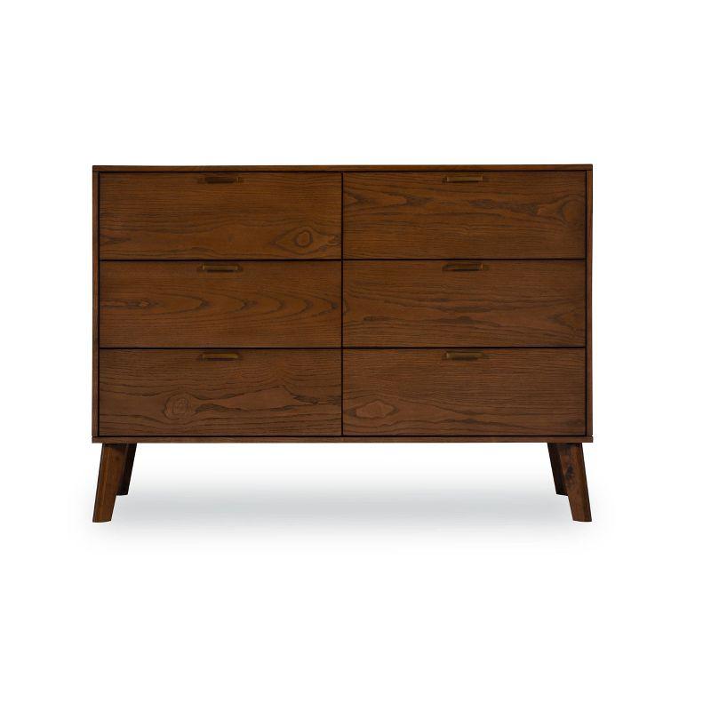 Mid-Century Modern Double Dresser in Walnut with Bronze Hardware