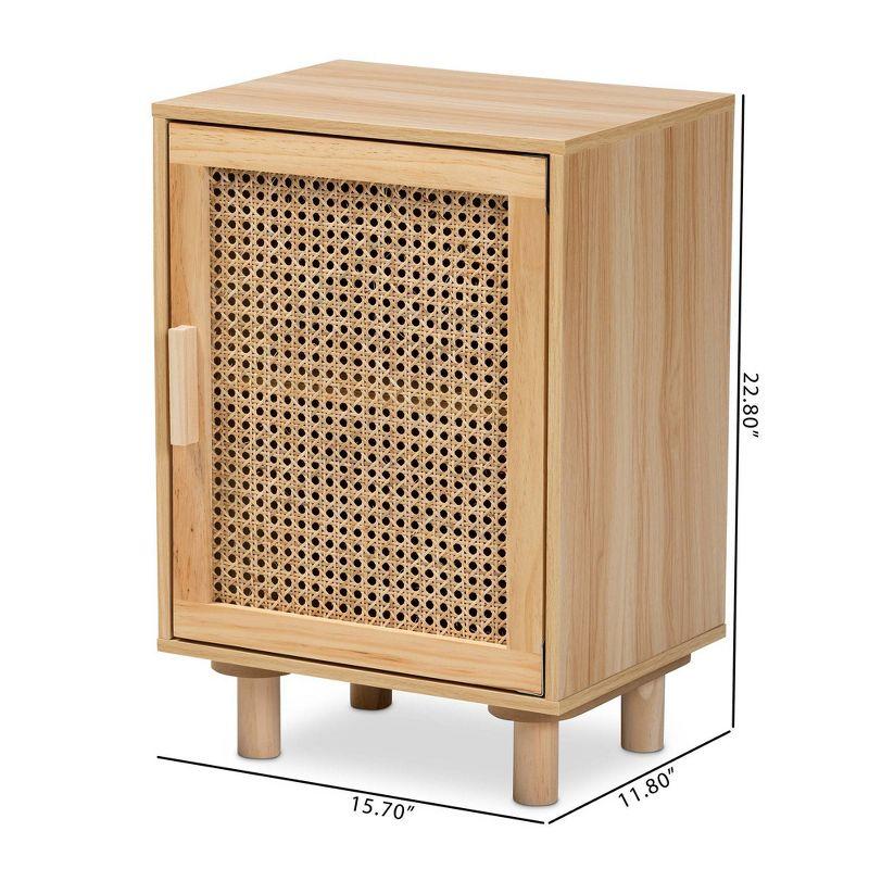 Maclean Rattan Wood 1 Door Nightstand Natural/Brown - Baxton Studio