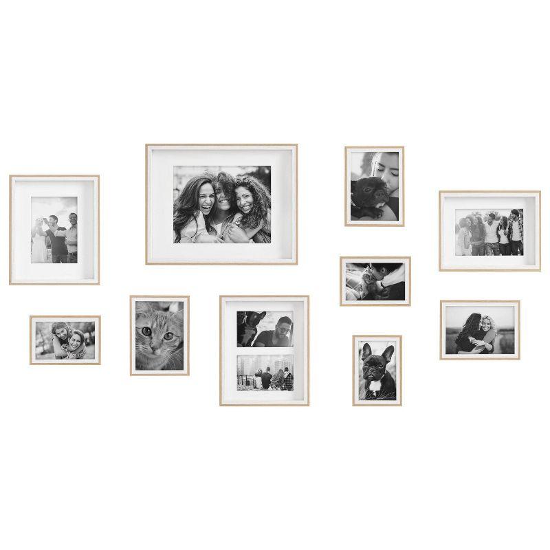 Gibson 10-Piece White and Natural Wood Wall Photo Frame Set