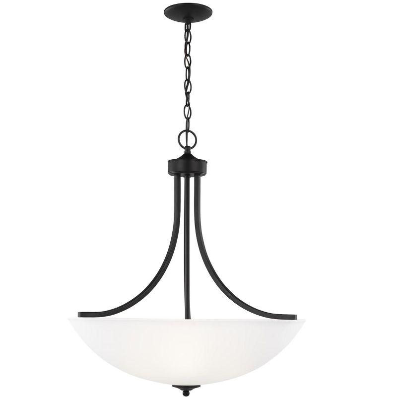 Midnight Black Geary 24" Satin Etched Glass 4-Light Pendant