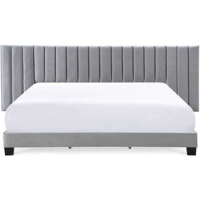 Gramercy Channel Tufted Upholstered Bed Gray Velvet - Finch