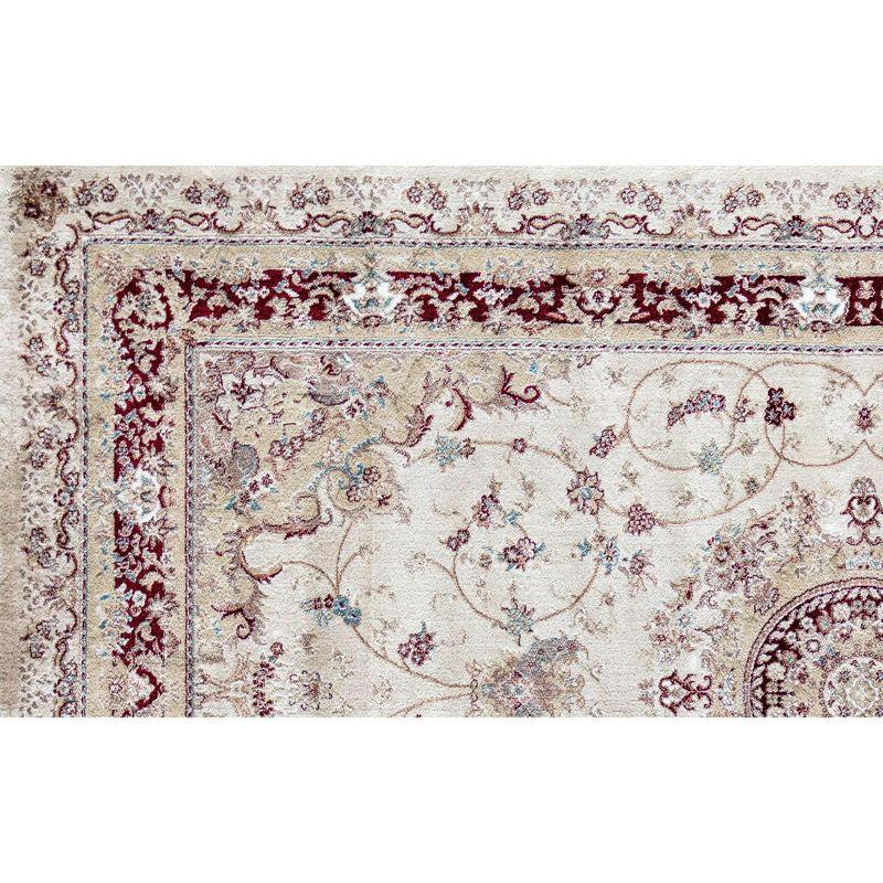 Cream and Beige Medallion Stain-Resistant Synthetic Rug, 5' x 7'