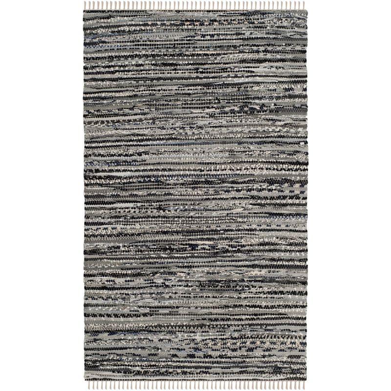 Rag Area Rug RAR128 Hand Woven Area Rug - Grey - 3'x5' - Safavieh.