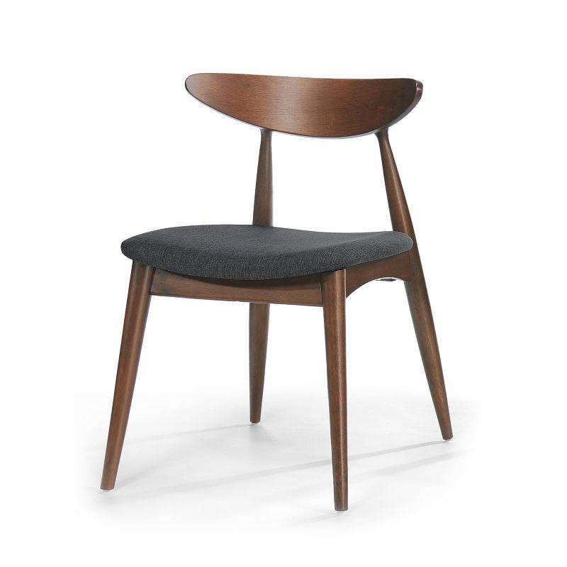 Christopher Knight Home Barron Mid Century Modern Rubberwood Fabric Upholstered Dining Chairs (Set of 2), Charcoal/Walnut