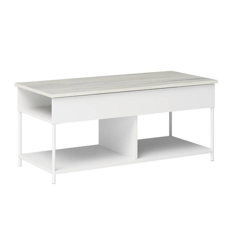 White and Haze Acacia Lift-Top Coffee Table with Storage