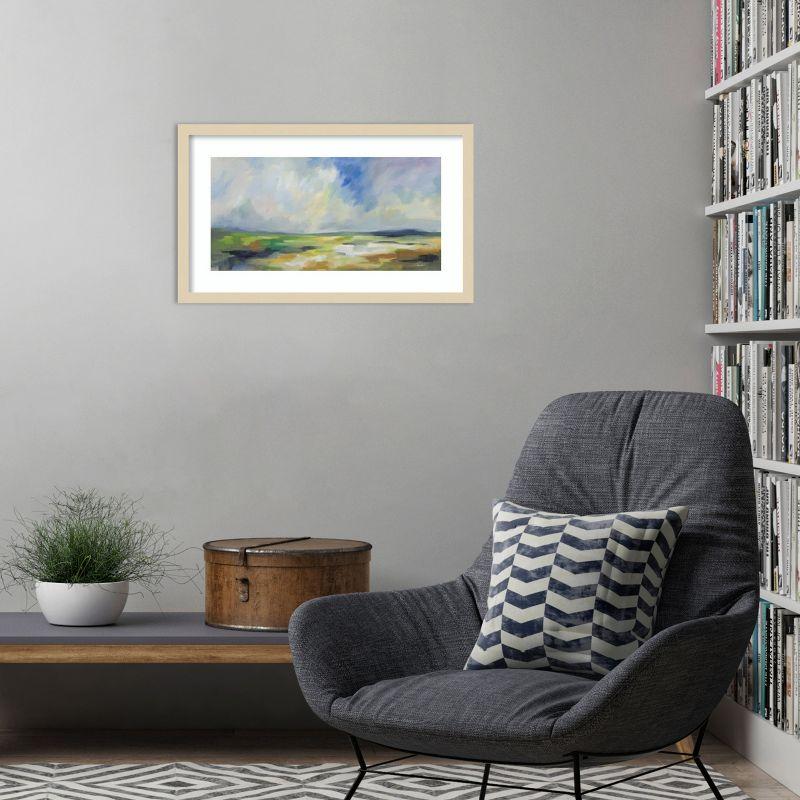 Spring Sky Pastel Landscape Wood Framed Horizontal Print