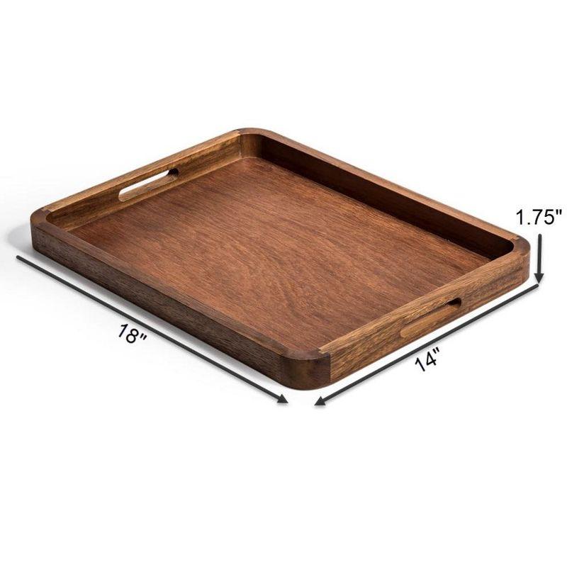 Acacia Wood Rectangular Serving Tray with Handles