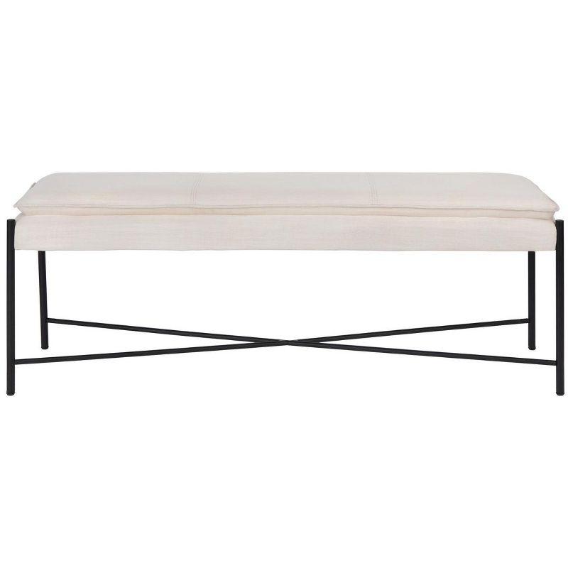 Kara Cushioned X Bench - Light Beige/Black - Safavieh