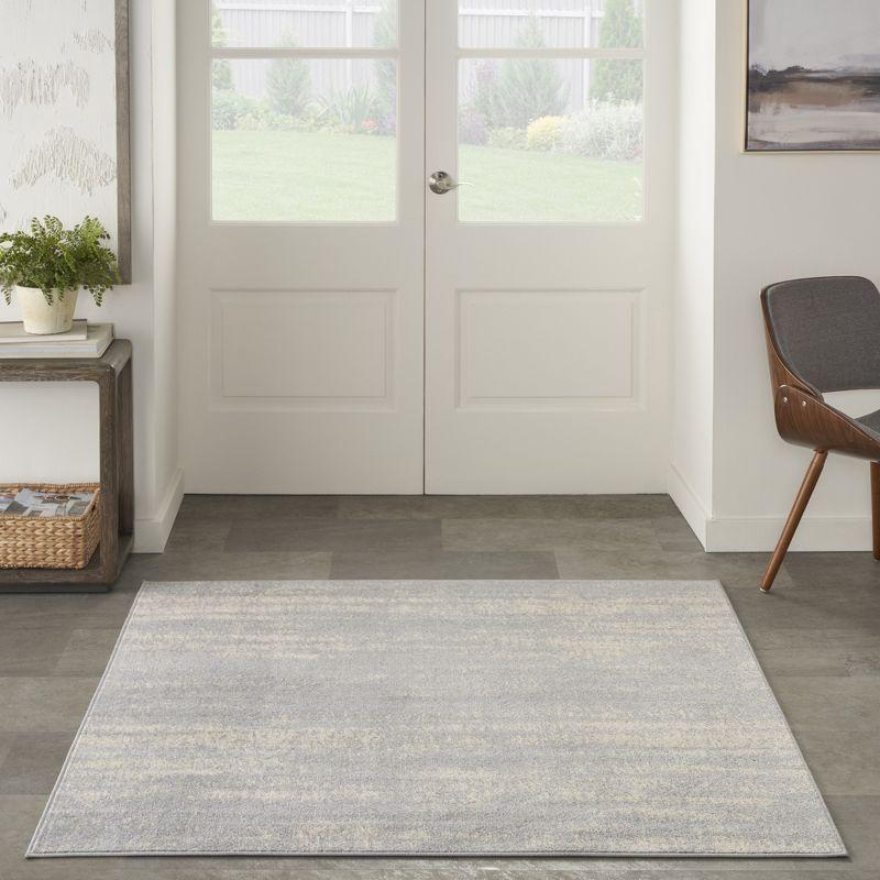 Essentials 5' Square Grey/Beige Abstract Synthetic Outdoor Rug