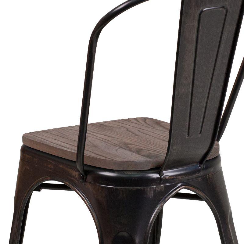 Flash Furniture Metal Stackable Chair with Wood Seat