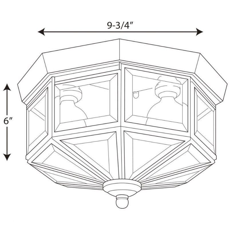 Progress Lighting, Hide-a-lite Iii, 3-Light Flush Mount, Antique Bronze, Clear Beveled Glass, Brass Material