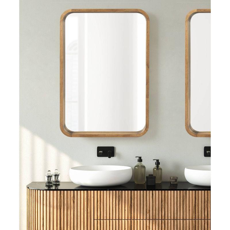 Kate & Laurel All Things Decor 24"x36" Hutton Wood Framed Radius Rectangle Mirror Rustic Brown