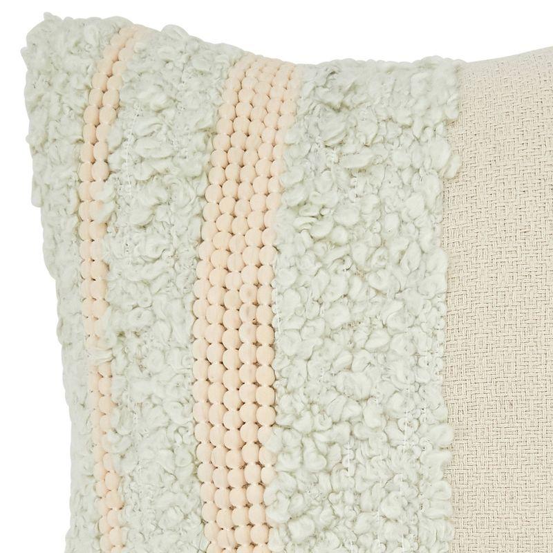 Ivory Cotton Pom Pom Applique Square Throw Pillow