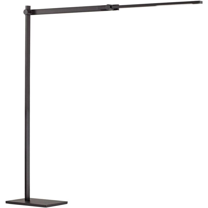 Possini Euro Design Barrett Modern Floor Lamp 53" Tall Anodized Black Metal LED Adjustable Touch On Off for Living Room Reading Bedroom Office House