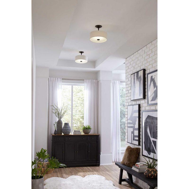 Progress Lighting Inspire 1-Light LED Semi-Flush Mount, Brushed Nickel, Linen Shade