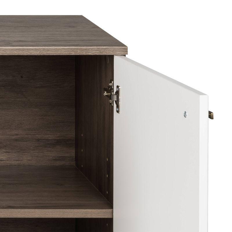 Milo Mid-Century Modern 4 Door Buffet Server Gray/White - Prepac: Laminated Composite Wood, Adjustable Shelves