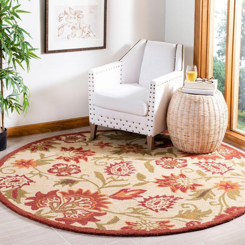 Blossom BLM862 Hand Hooked Area Rug - Beige/Multi - 6' Round - Safavieh.