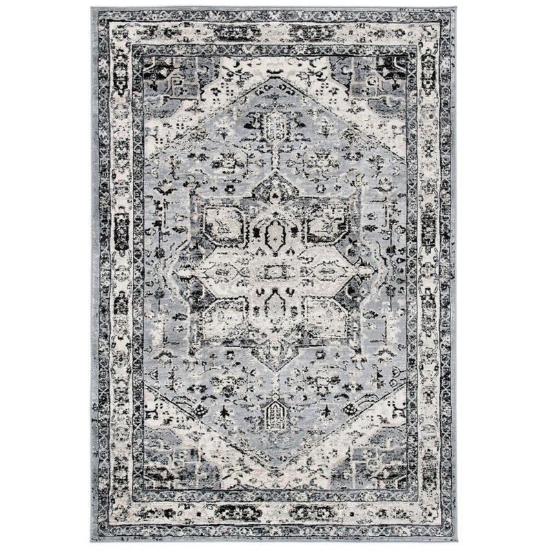 Elegant Heirloom 9' x 12' Grey and Black Synthetic Area Rug