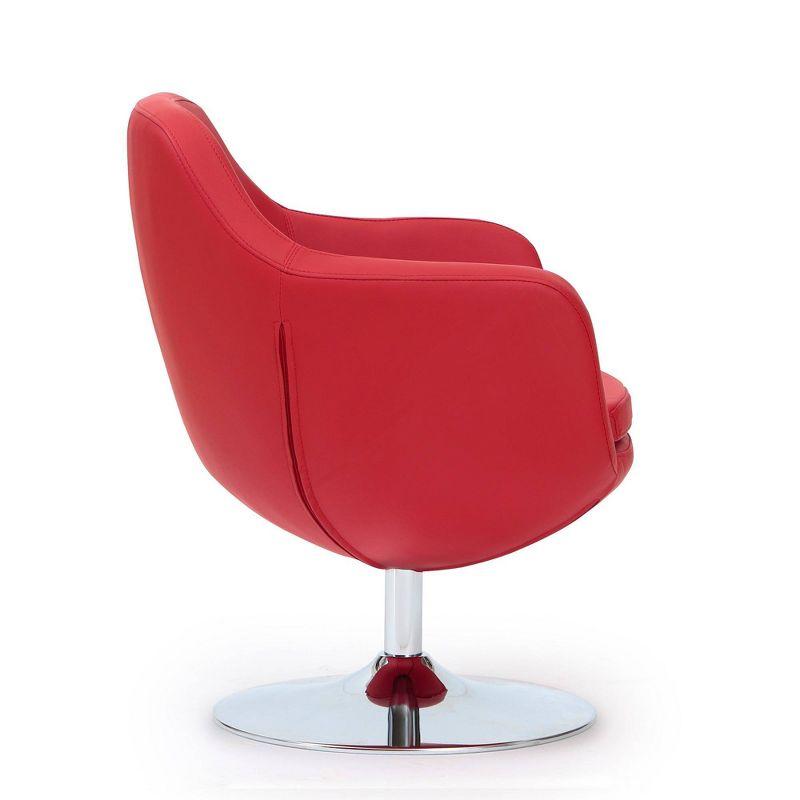 Polished Chrome Red Faux Leather 27" Swivel Egg Accent Chair